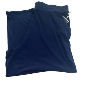 Kaari Blue pull on pants Everyday Essentials elastic waist wide leg Sz Large NWT